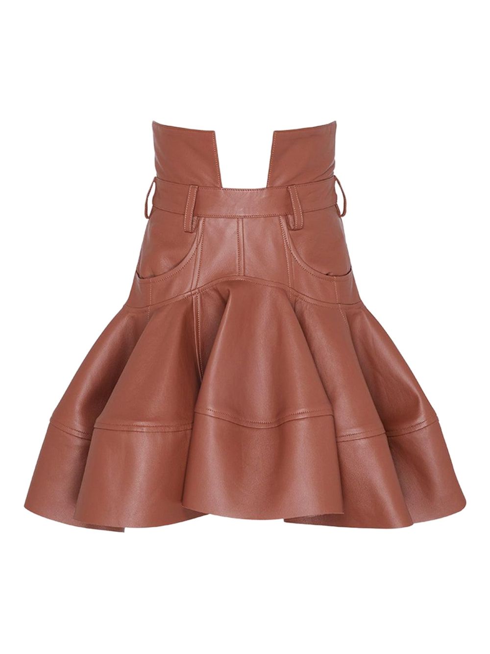 Zimmermann Leather Mini Skirt in Leather Brown