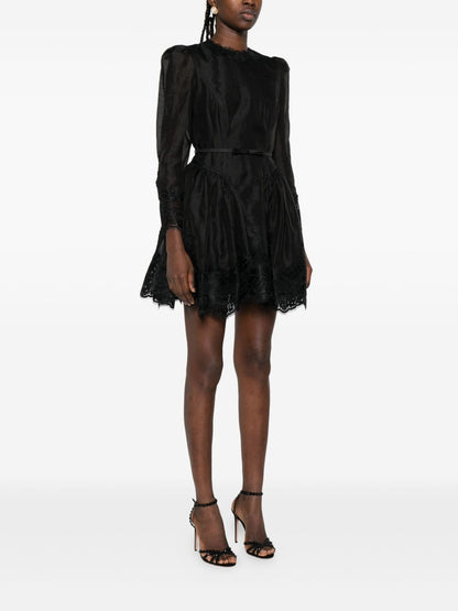 Zimmermann Long Black Linen-Silk Dress Black