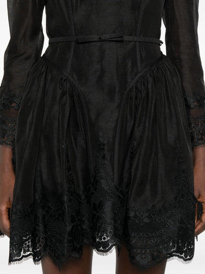 Zimmermann Long Black Linen-Silk Dress Black