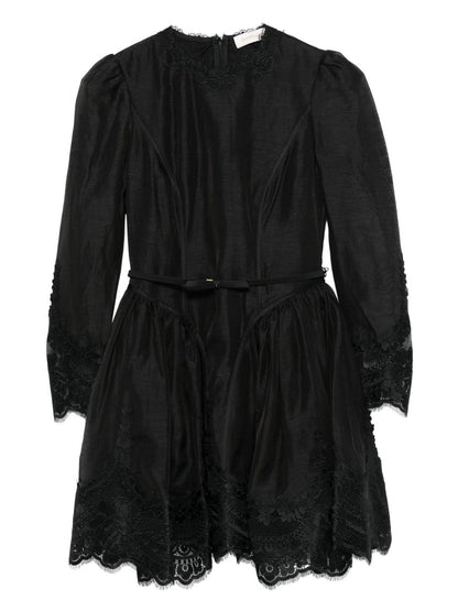Zimmermann Long Black Linen-Silk Dress Black