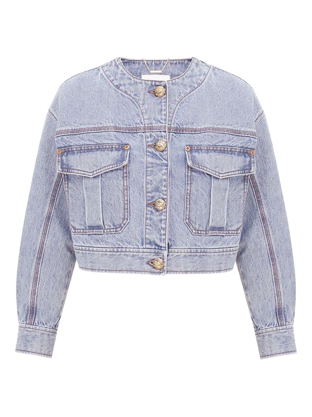 Zimmermann Cropped Denim Jacket in Clear Blue