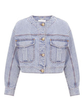 Zimmermann Cropped Denim Jacket in Clear Blue