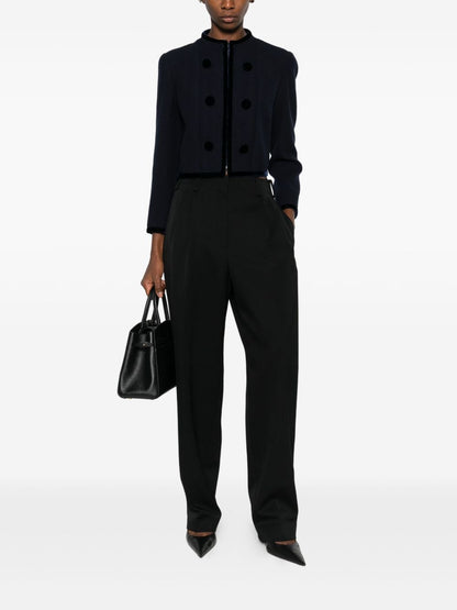 Emporio Armani Cropped Wool Blazer Jacket Blue