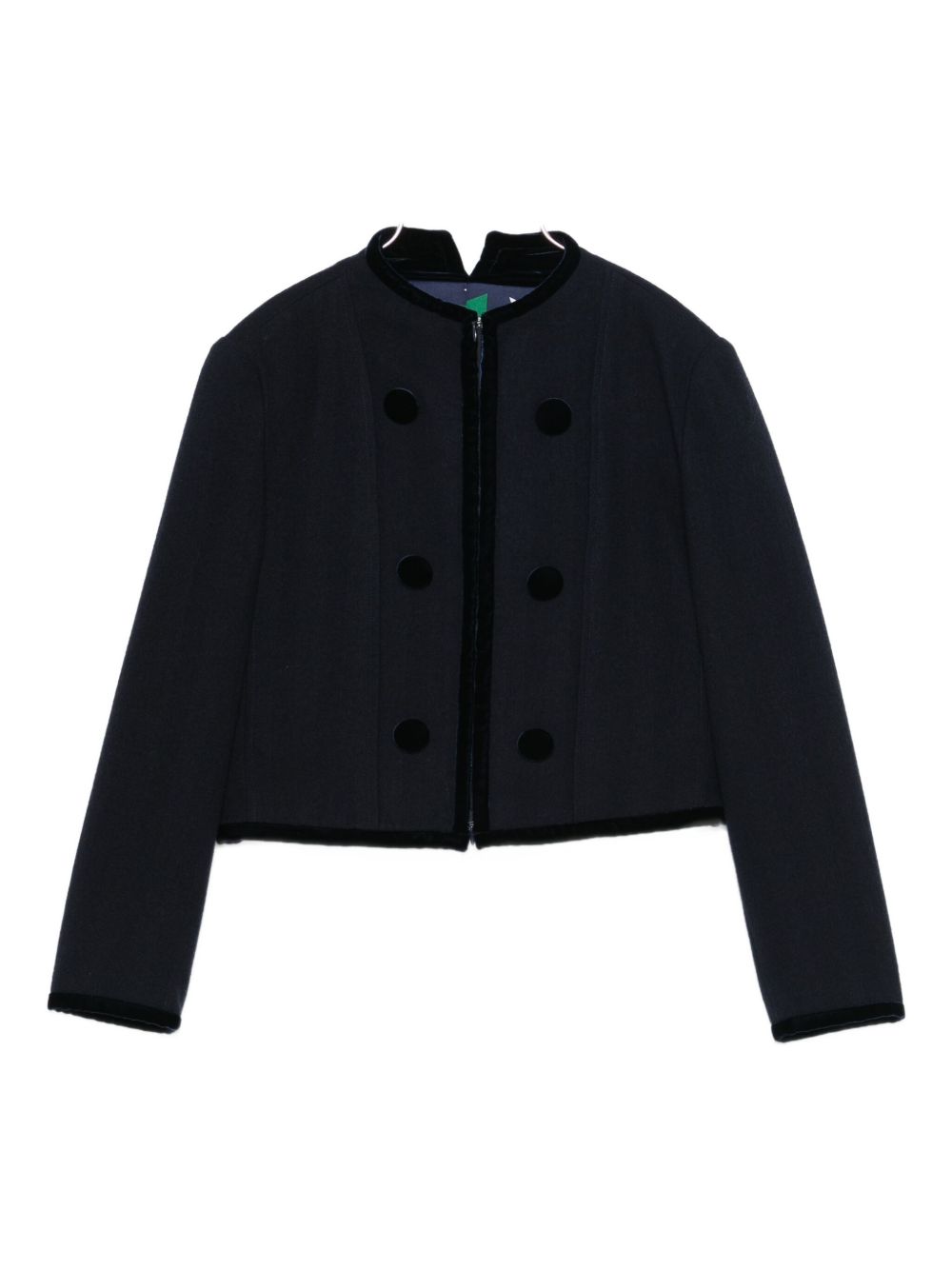 Emporio Armani Cropped Wool Blazer Jacket Blue