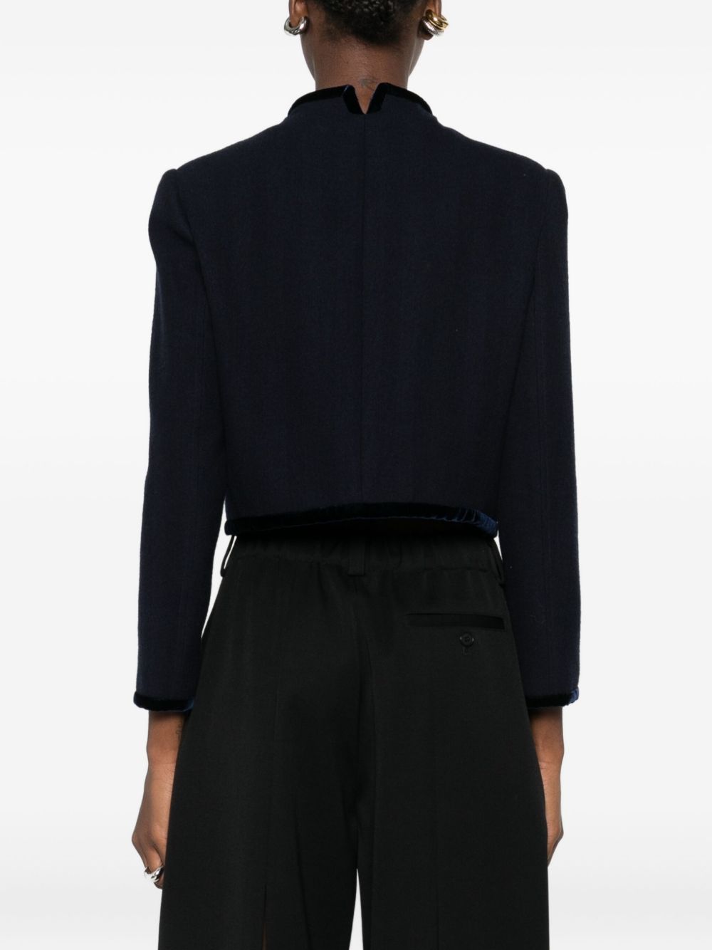 Emporio Armani Cropped Wool Blazer Jacket Blue