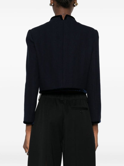Emporio Armani Cropped Wool Blazer Jacket Blue