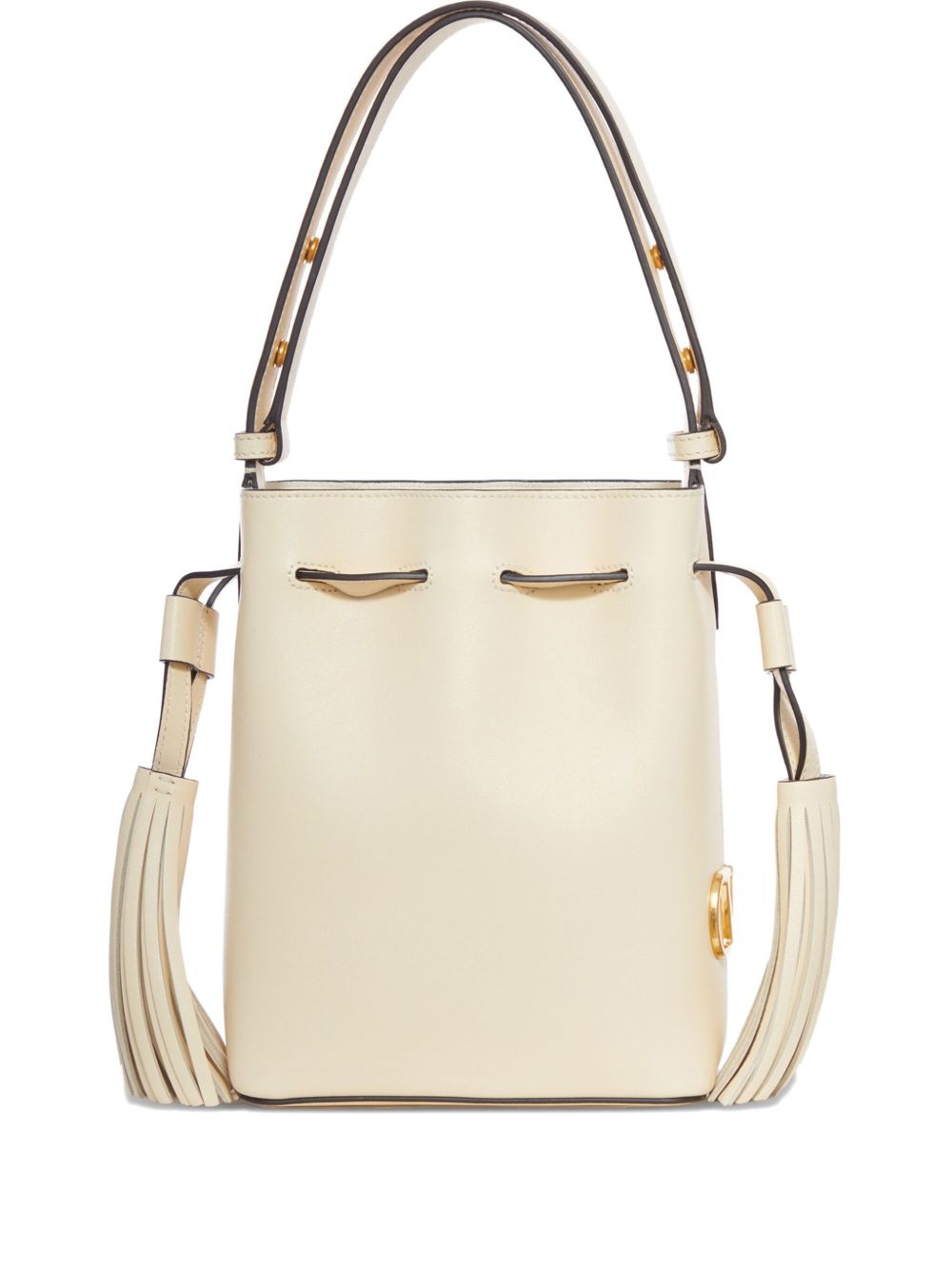 Valentino Garavani Leather Shoulder Bag with Gold-Tone Hardware White