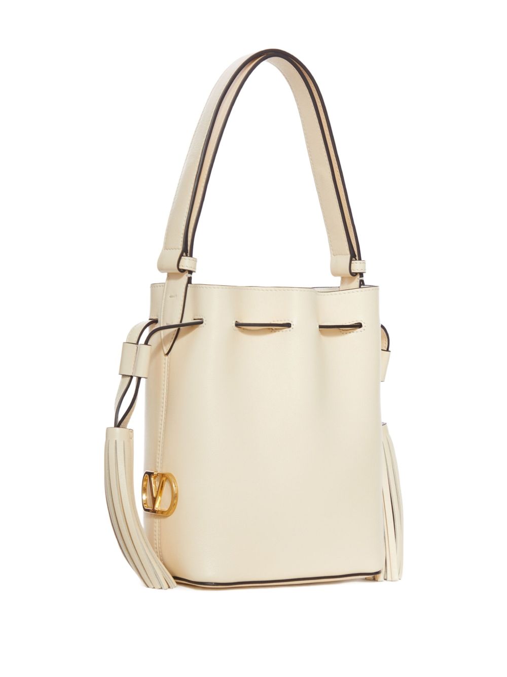 Valentino Garavani Leather Shoulder Bag with Gold-Tone Hardware White