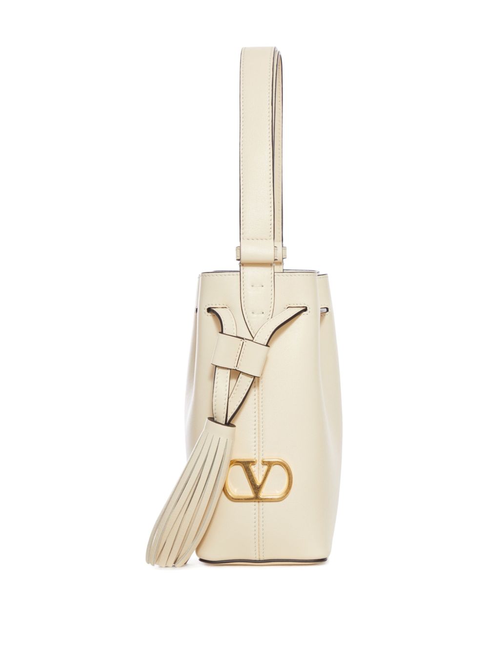Valentino Garavani Leather Shoulder Bag with Gold-Tone Hardware White