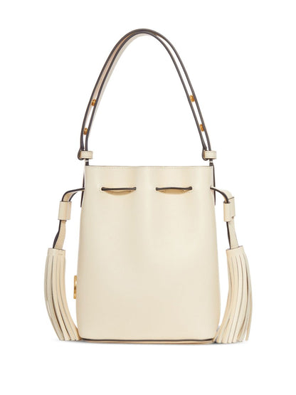 Valentino Garavani Leather Shoulder Bag with Gold-Tone Hardware White