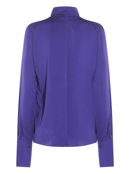 Tom Ford Silk and Nylon Blue Blouse Blue