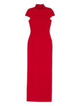 Solace London High Neck Red Maxi Dress with Cap Sleeves Red