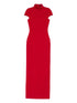 Solace London High Neck Red Maxi Dress with Cap Sleeves Red