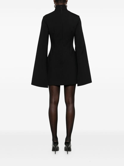 Solace London Laurel Funnel Neck Thigh-Length Mini Dress Black