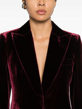 Emporio Armani Single-Breasted Velvet-Effect Jacket Bordeaux