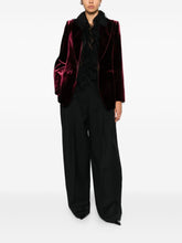 Emporio Armani Single-Breasted Velvet-Effect Jacket Bordeaux