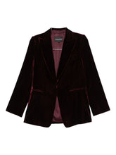 Emporio Armani Single-Breasted Velvet-Effect Jacket Bordeaux