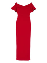 Solace London Cielo Off-Shoulder Ruffled Maxi Dress Red