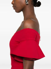 Solace London Cielo Off-Shoulder Ruffled Maxi Dress Red