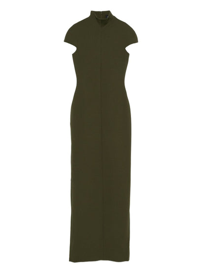 Solace London Lang Maxi High Neck Cap Sleeve Dress Green