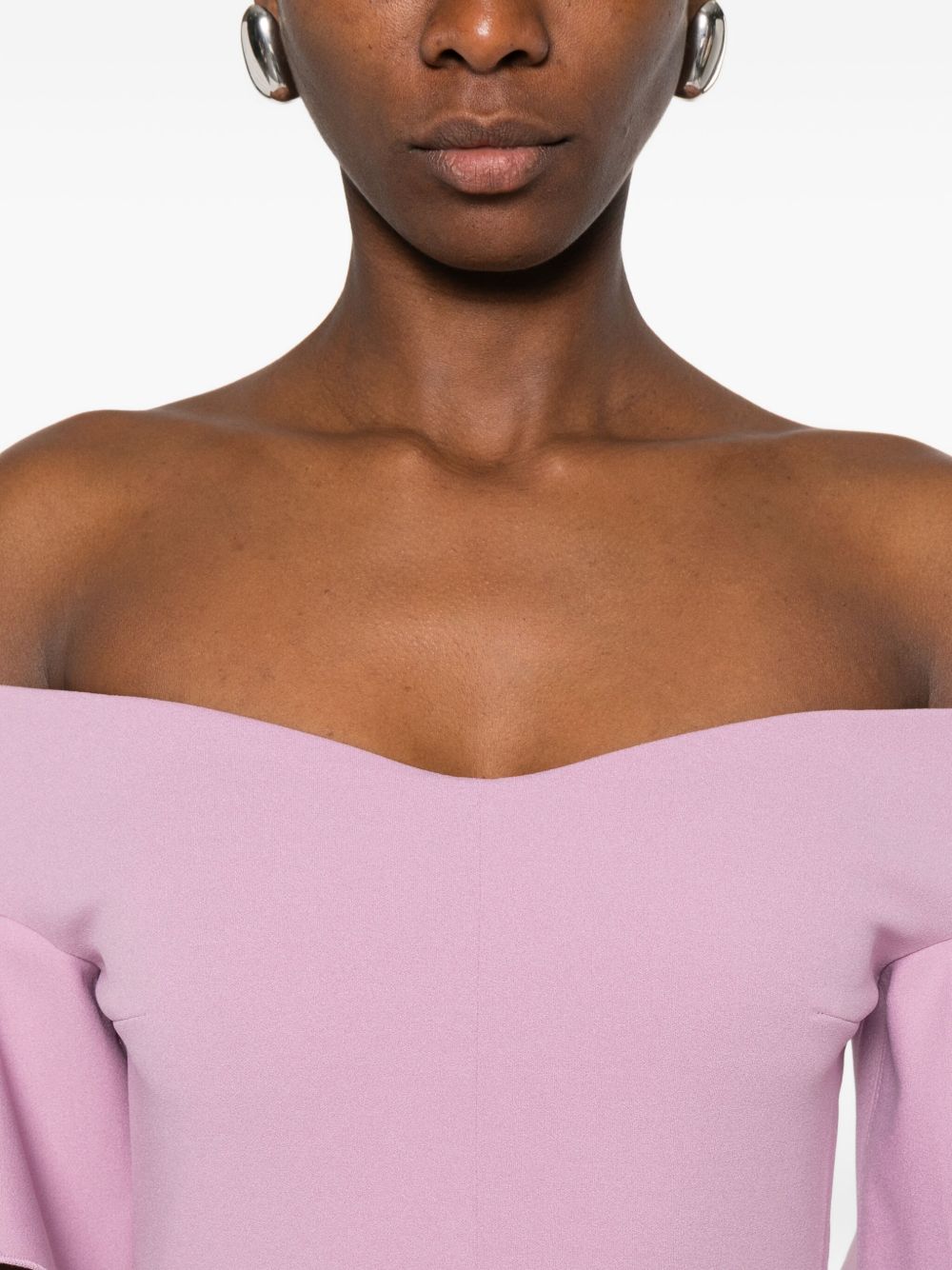 Solace London Cielo Off-Shoulder Ruffled Maxi Dress Pink