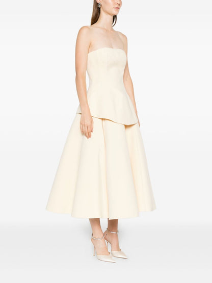 Solace London Ada Strapless Peplum Maxi Dress White