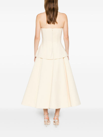 Solace London Ada Strapless Peplum Maxi Dress White