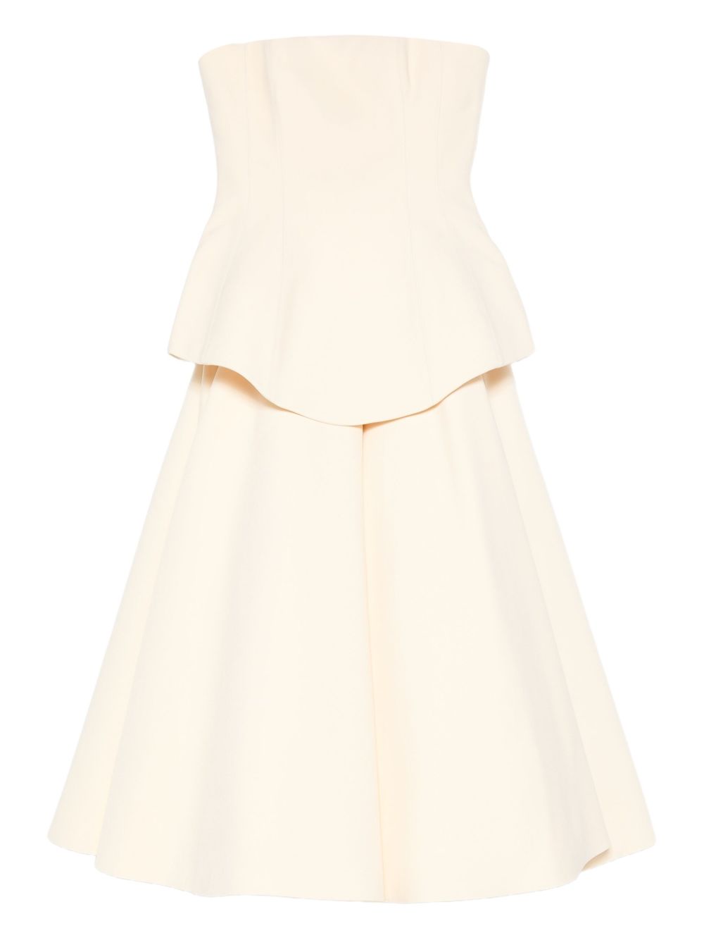 Solace London Ada Strapless Peplum Maxi Dress White
