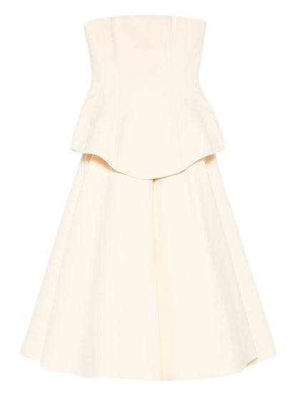 Solace London Ada Strapless Peplum Maxi Dress White