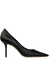 Jimmy Choo Love 85mm Pointed Toe Leather and Textile Pumps Black Black