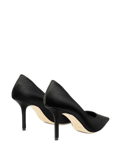 Jimmy Choo Love 85mm Pointed Toe Leather and Textile Pumps Black Black