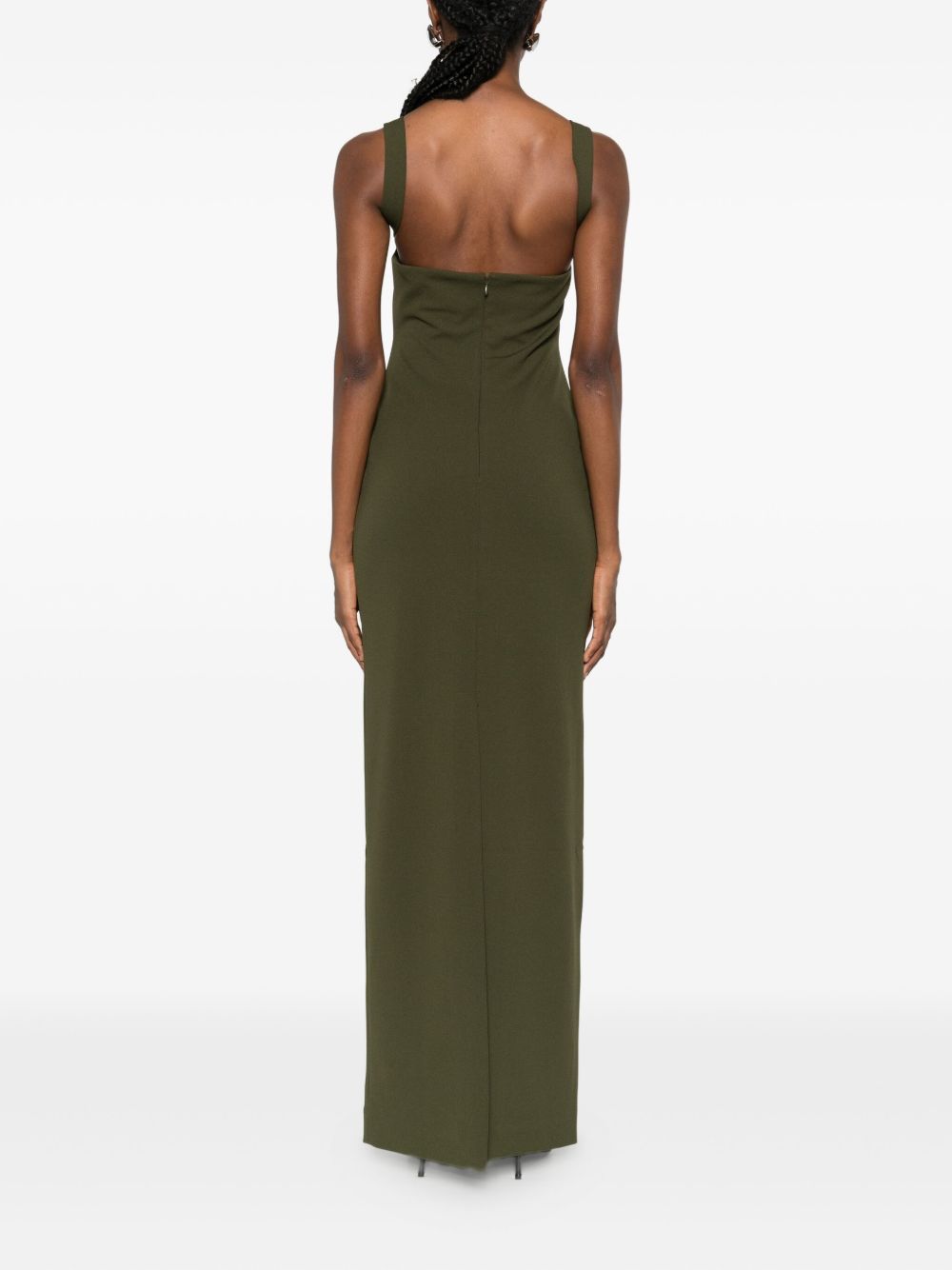 Solace London Joni Square-Neck Sleeveless Midi Dress Green