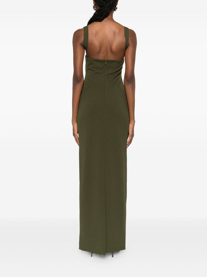 Solace London Joni Square-Neck Sleeveless Midi Dress Green