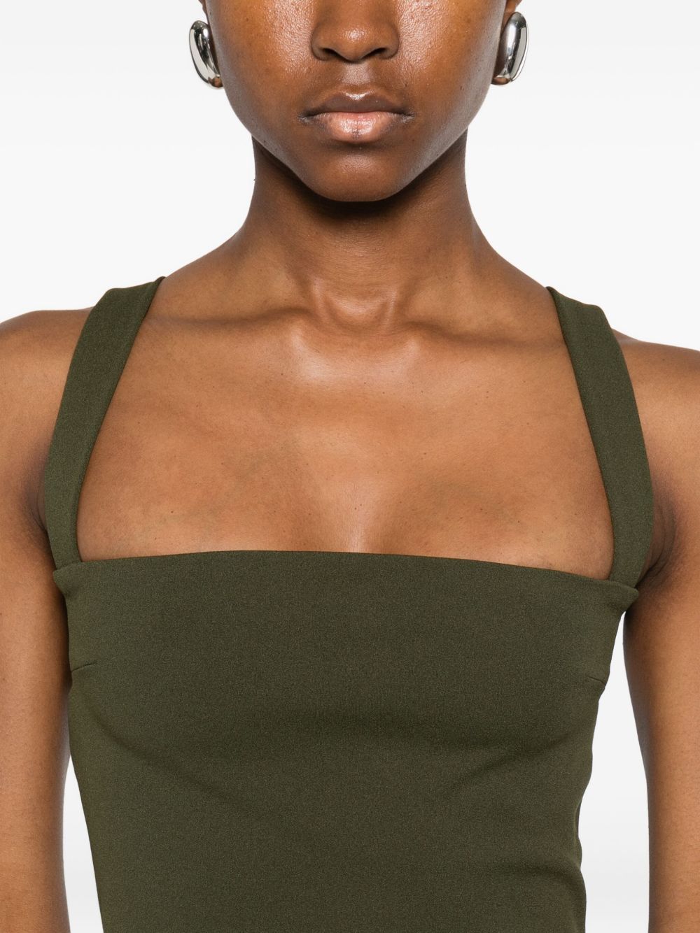 Solace London Joni Square-Neck Sleeveless Midi Dress Green
