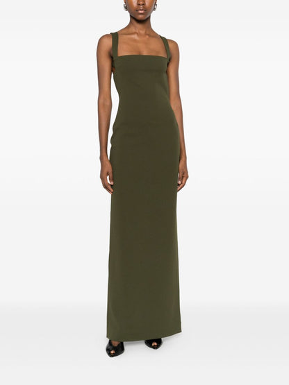 Solace London Joni Square-Neck Sleeveless Midi Dress Green