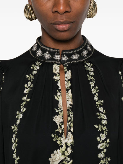 Alice + Olivia Black Viscose Classic Shirt Black