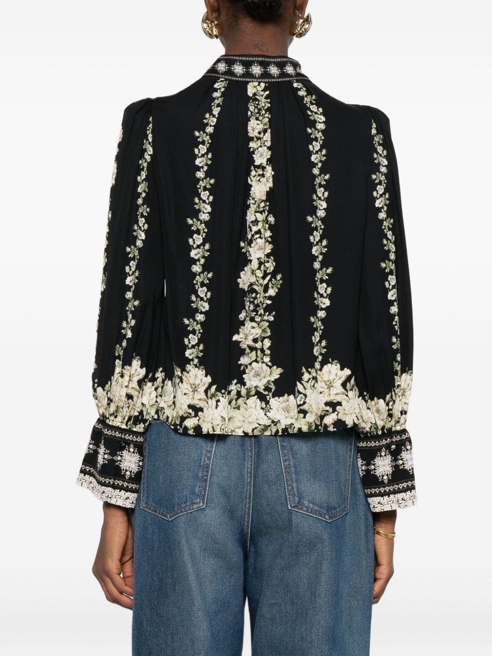 Alice + Olivia Black Viscose Classic Shirt Black