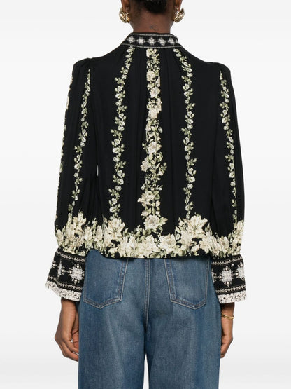 Alice + Olivia Black Viscose Classic Shirt Black