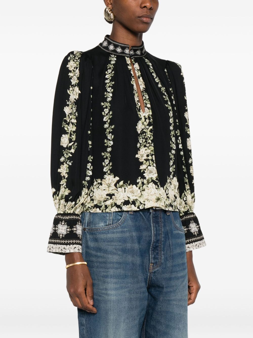Alice + Olivia Black Viscose Classic Shirt Black