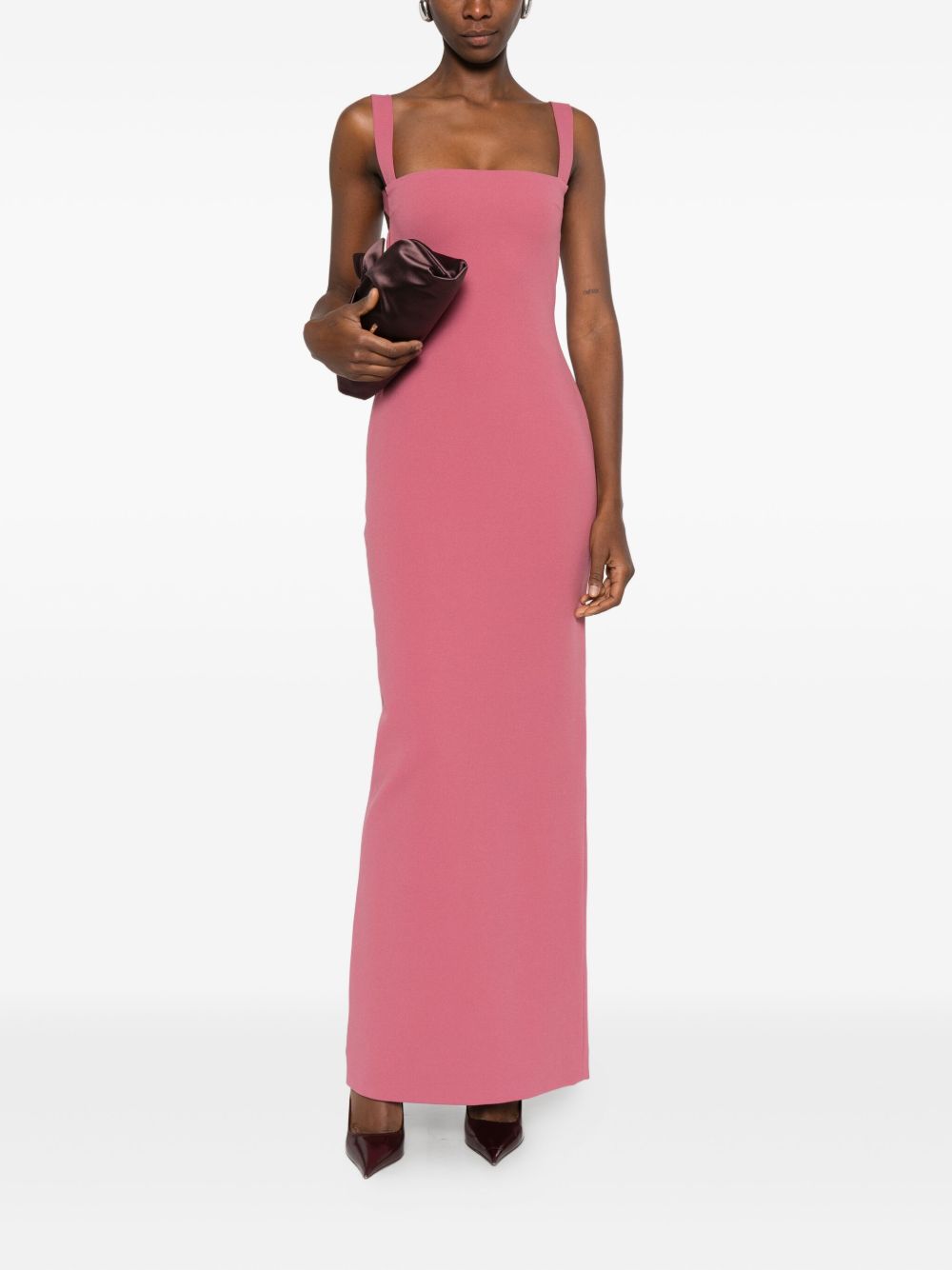 Solace London Joni Dark Pink Square Neck Sleeveless Maxi Dress Pink