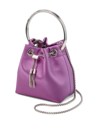 Jimmy Choo Bon Bon Ring Top Handle Leather Bucket Bag Purple