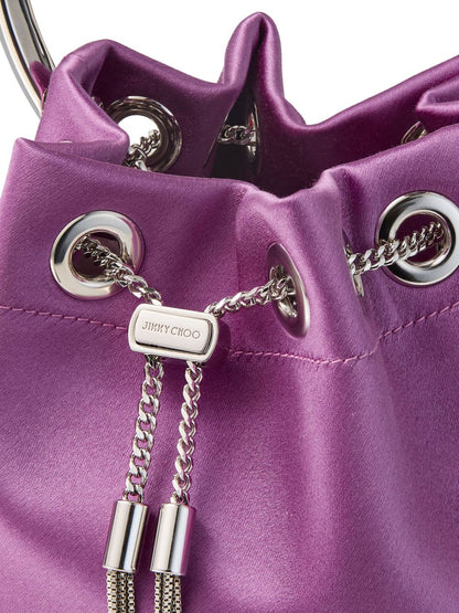 Jimmy Choo Bon Bon Ring Top Handle Leather Bucket Bag Purple