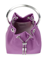 Jimmy Choo Bon Bon Ring Top Handle Leather Bucket Bag Purple