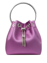 Jimmy Choo Bon Bon Ring Top Handle Leather Bucket Bag Purple