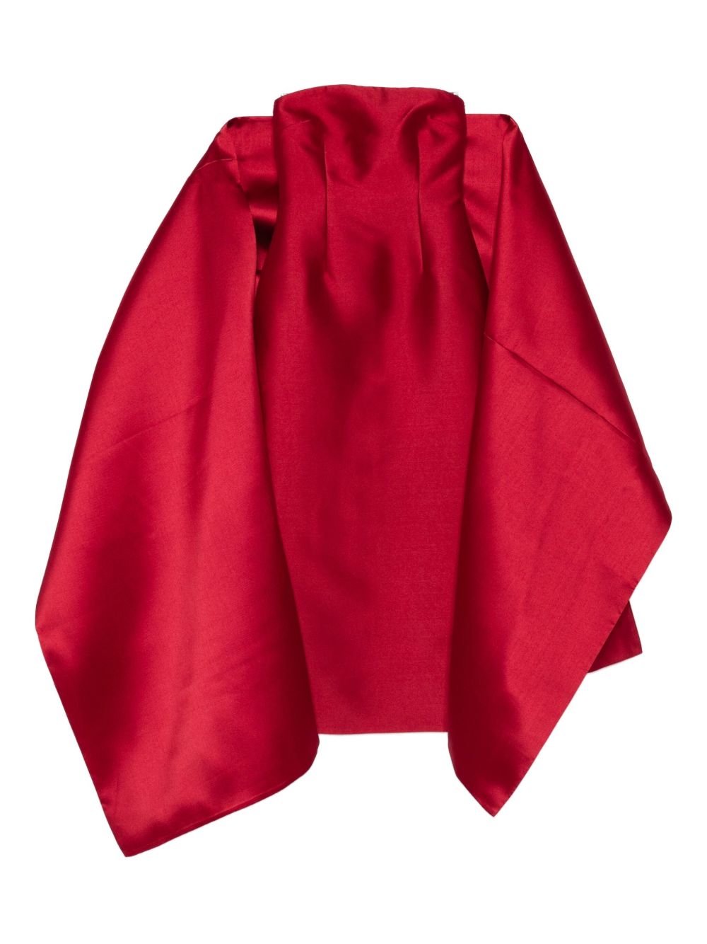 Solace London Renee Strapless Draped Pleated Maxi Dress Red