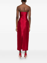 Solace London Renee Strapless Draped Pleated Maxi Dress Red