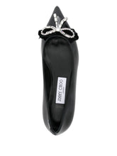 Jimmy Choo Auria Crystal-Embellished Pointed-Toe Leather Ballet Flats Black