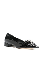 Jimmy Choo Auria Crystal-Embellished Pointed-Toe Leather Ballet Flats Black