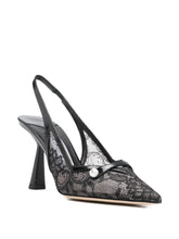 Jimmy Choo Amita Patent Leather Lace Slingback Pumps 85mm Black