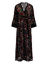Alice + Olivia Floral Print Belted Long Sleeve Dress Black